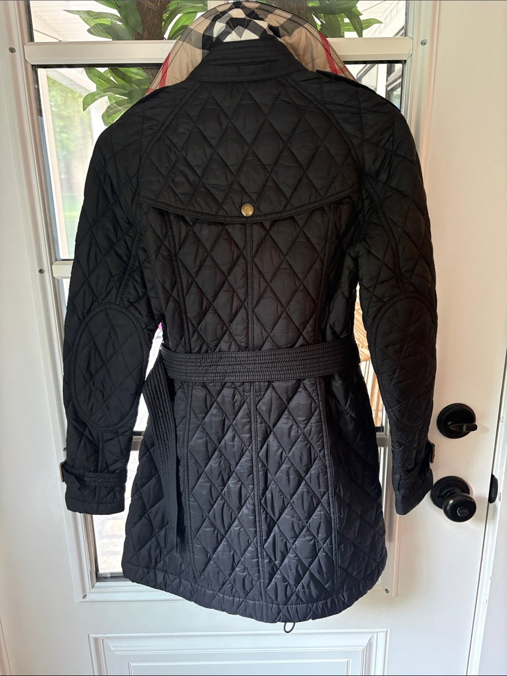 Burberry Brit Black Quilted Belted Jacket Coat Nova Check Lining - Picture 7 of 10
